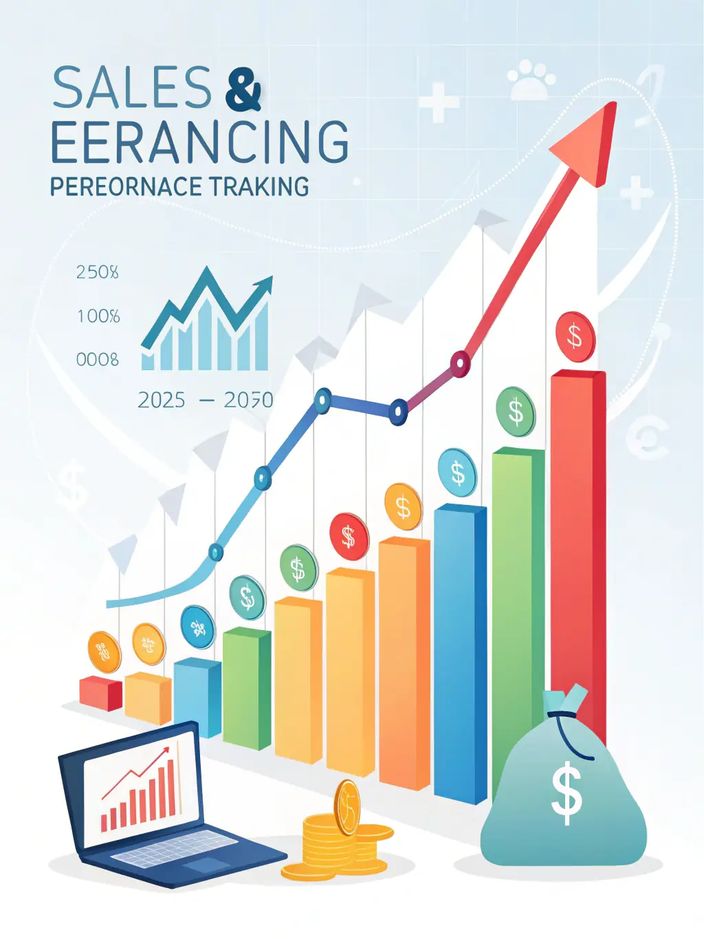 A graph showing a clear upward trend in sales and a downward trend in inventory costs, illustrating improved profitability.